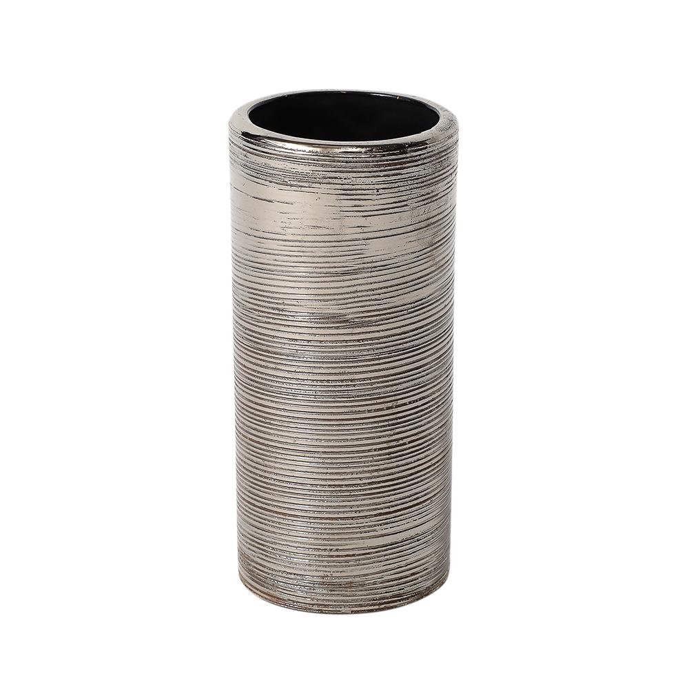 Vaso Bitossi, Ceramica, Spazzolato, Argento metallizzato in vendita 9
