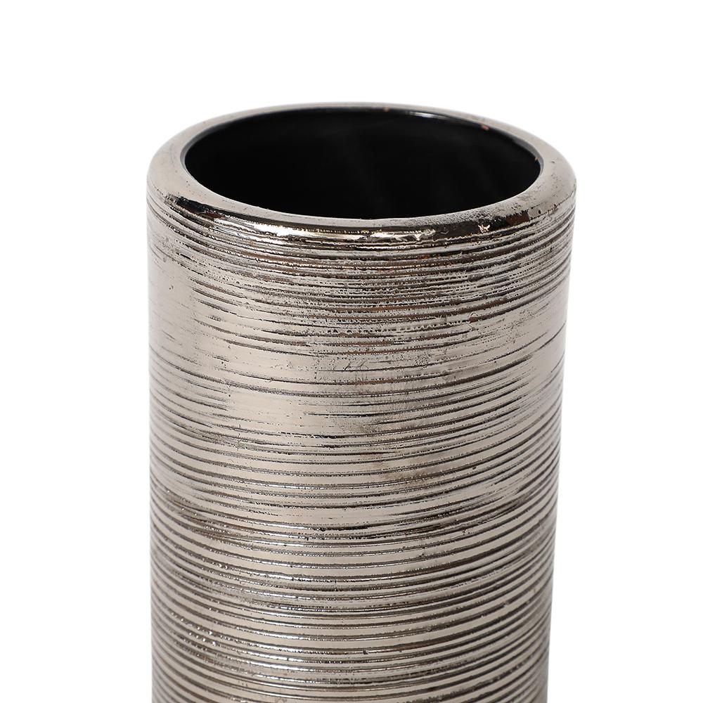 Fine XX secolo Vaso Bitossi, Ceramica, Spazzolato, Argento metallizzato in vendita