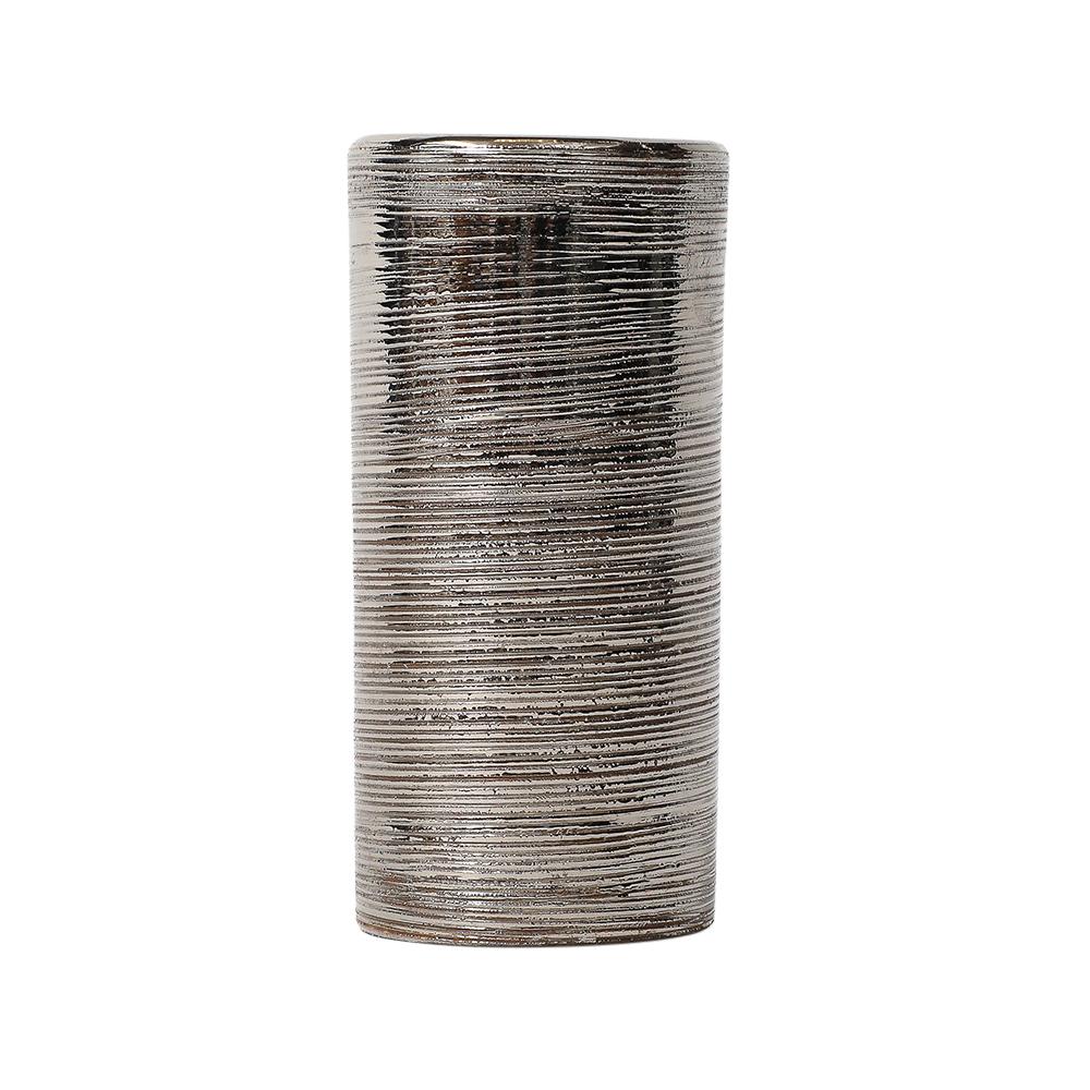 Vaso Bitossi, Ceramica, Spazzolato, Argento metallizzato in vendita 1