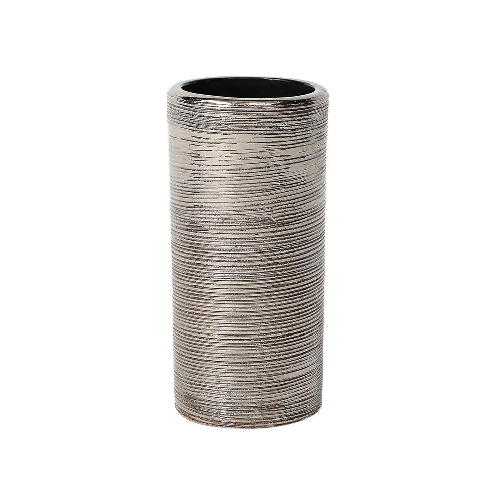 Vaso Bitossi, Ceramica, Spazzolato, Argento metallizzato in vendita 2