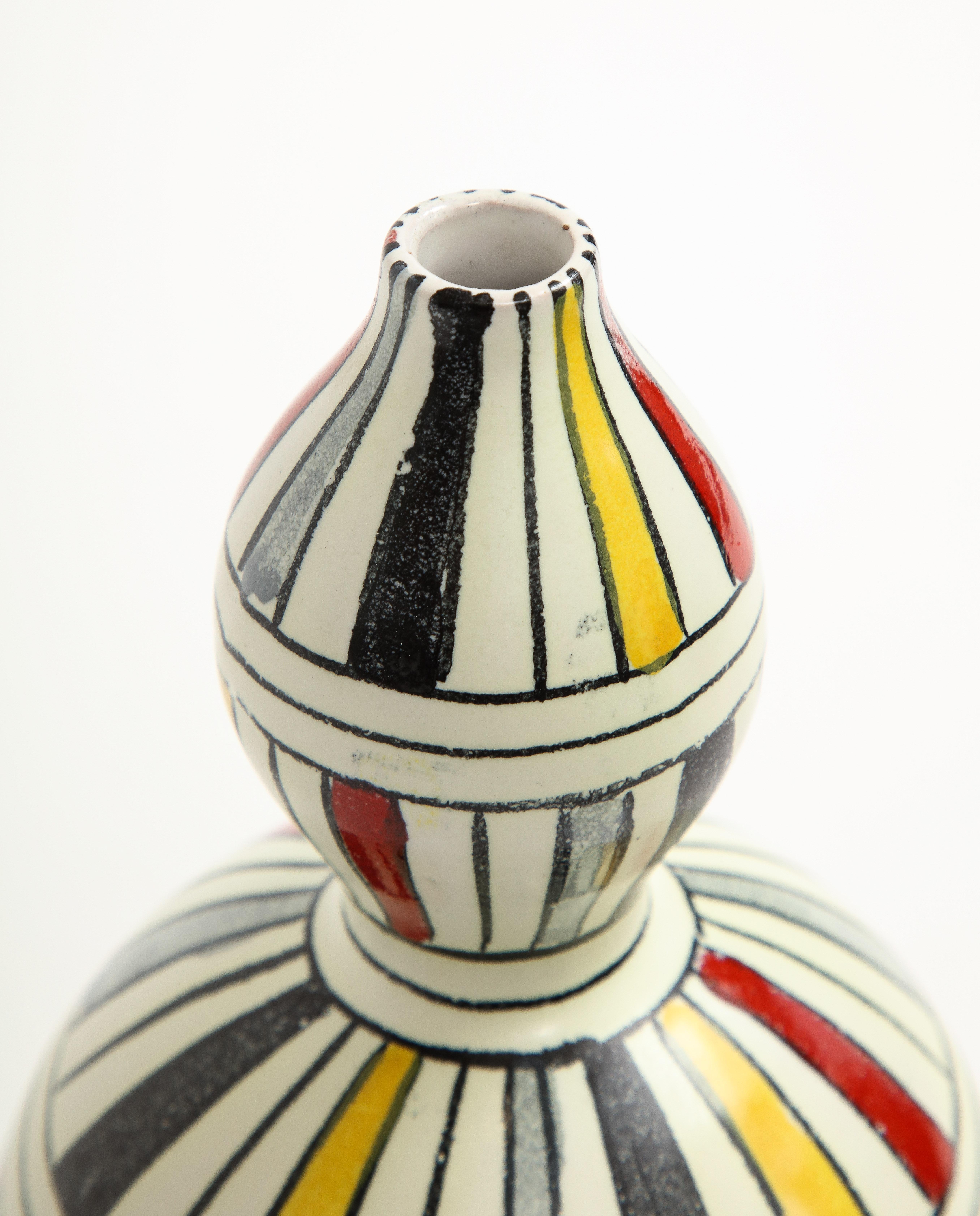 Bitossi-Vase, Keramik, geometrisch, gestreift, weiß, gelb, schwarz, rot, signiert im Angebot 7
