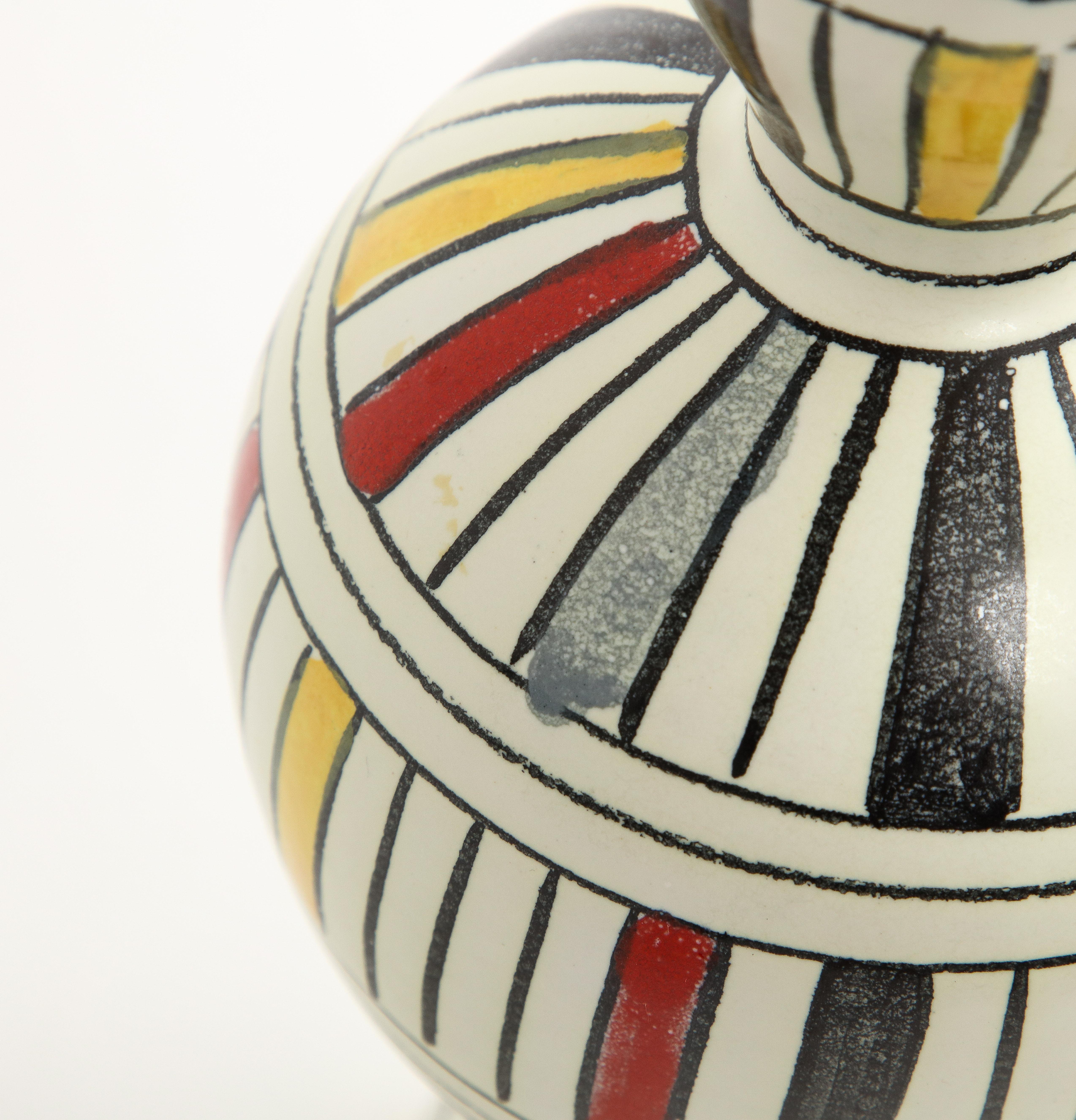 Bitossi-Vase, Keramik, geometrisch, gestreift, weiß, gelb, schwarz, rot, signiert im Angebot 10