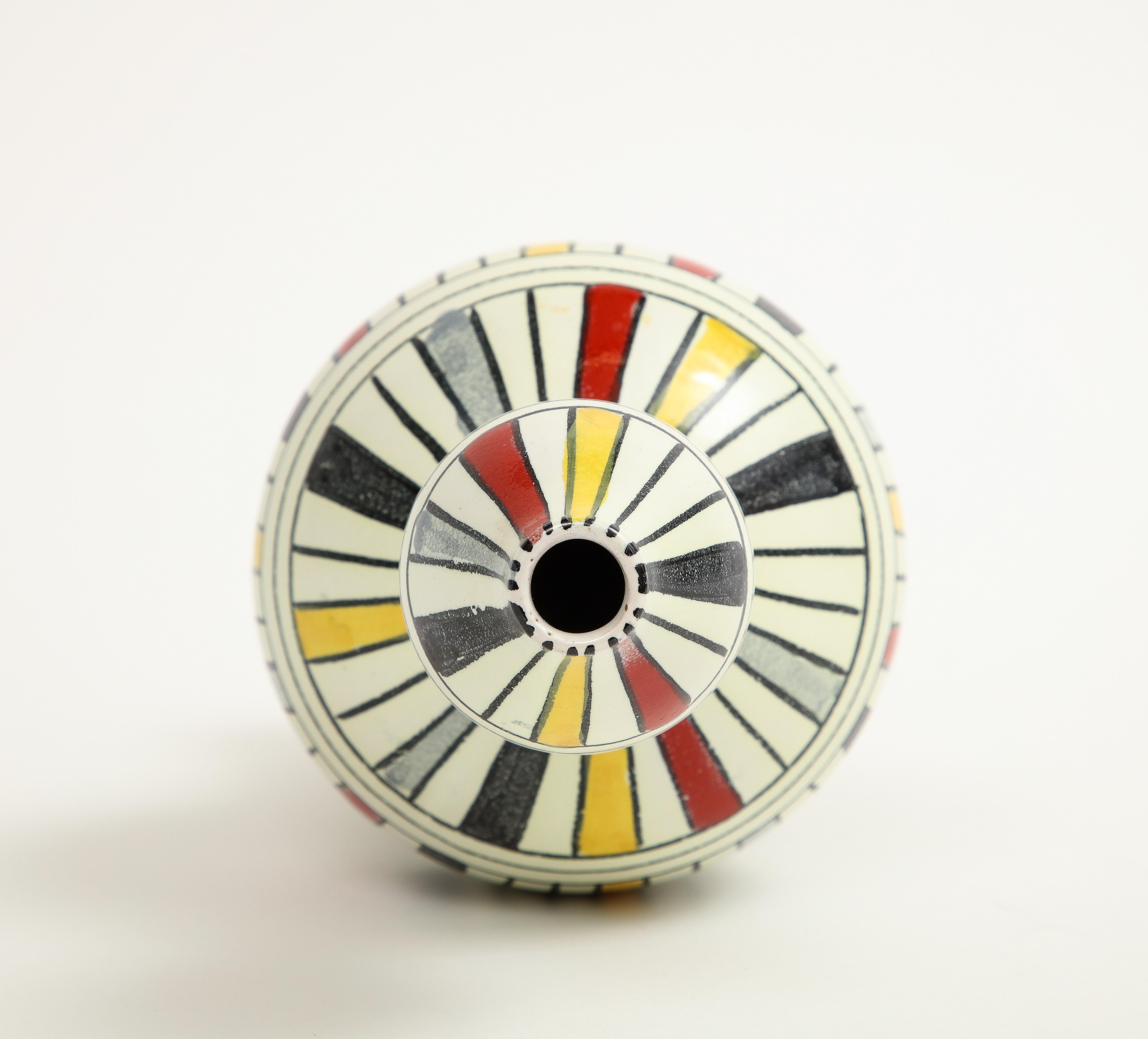 Bitossi-Vase, Keramik, geometrisch, gestreift, weiß, gelb, schwarz, rot, signiert im Angebot 11