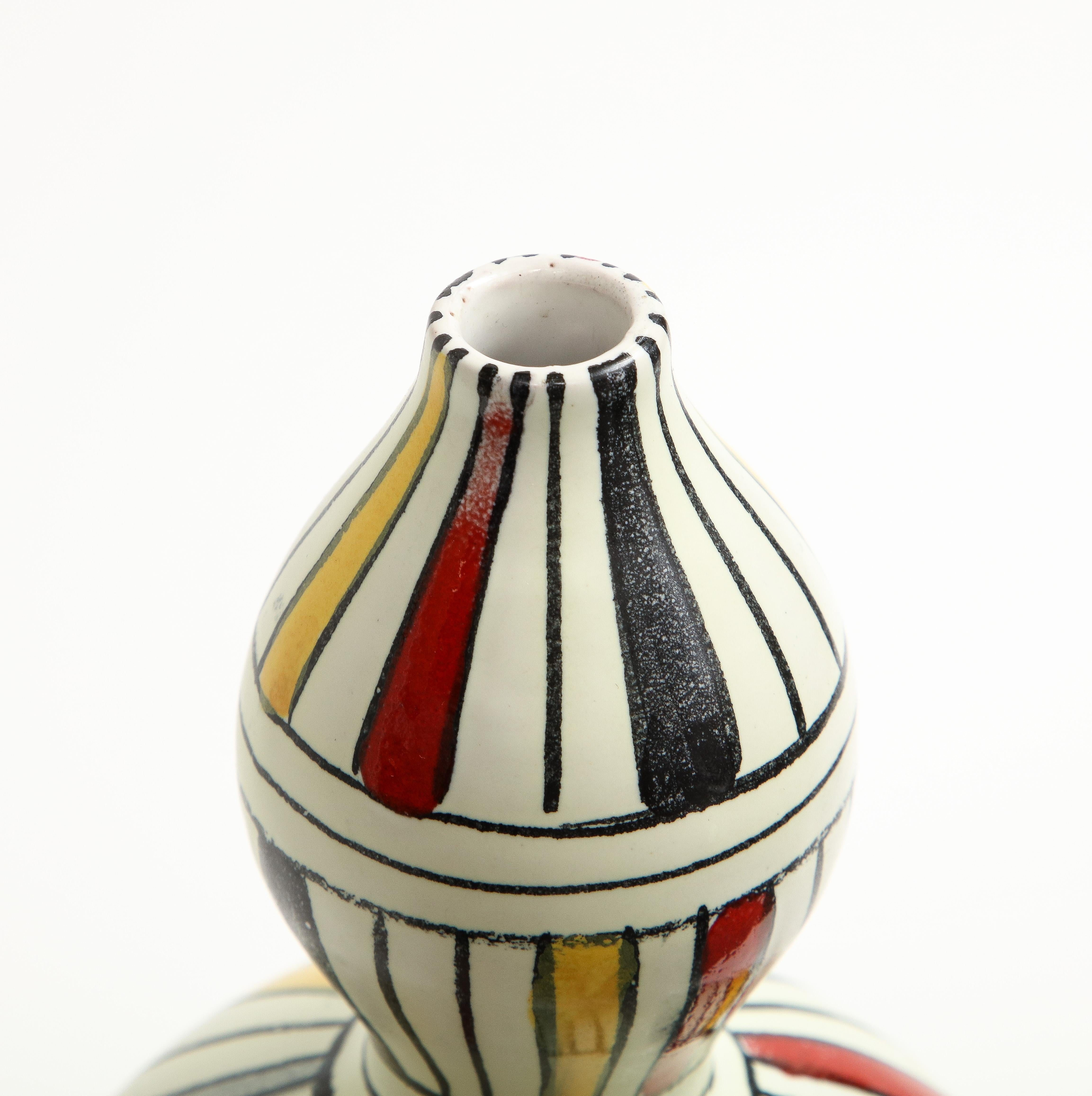 Bitossi-Vase, Keramik, geometrisch, gestreift, weiß, gelb, schwarz, rot, signiert im Angebot 12