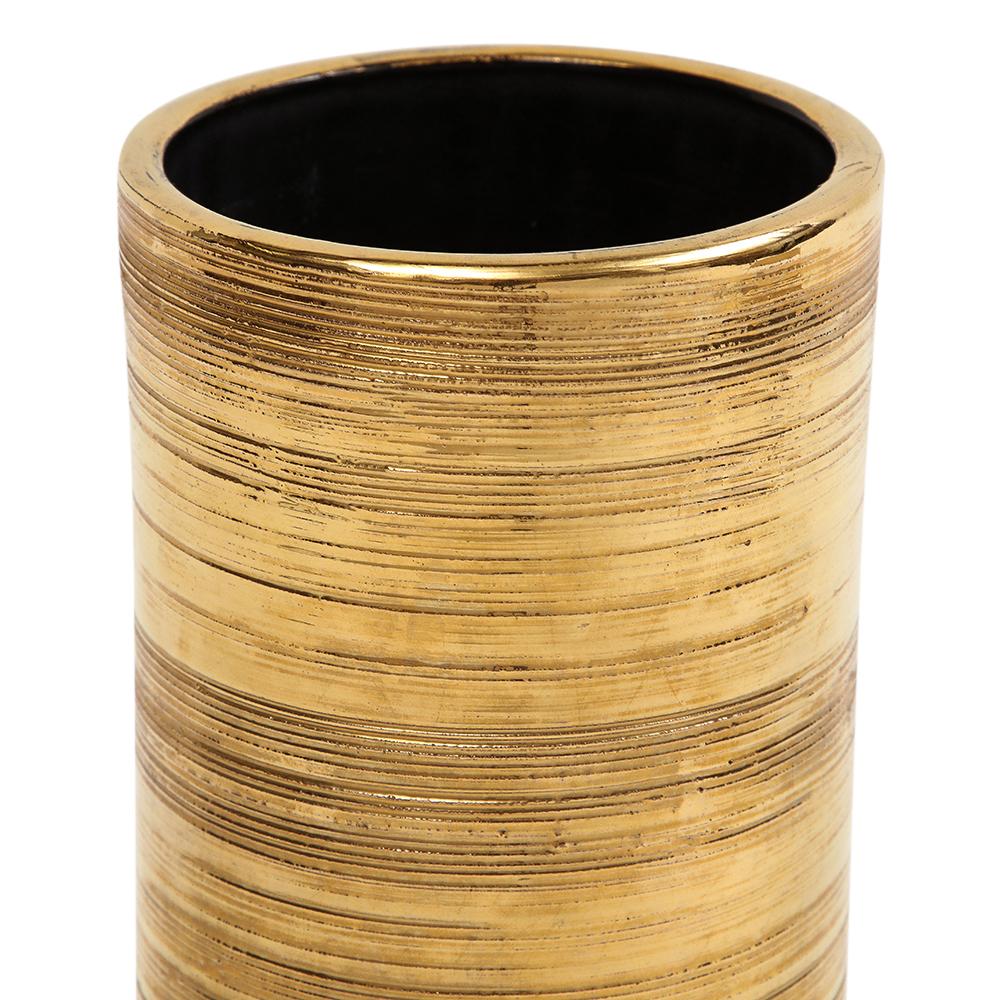 Bitossi Vase, Ceramic, Gold, Brushed Metallic For Sale 4