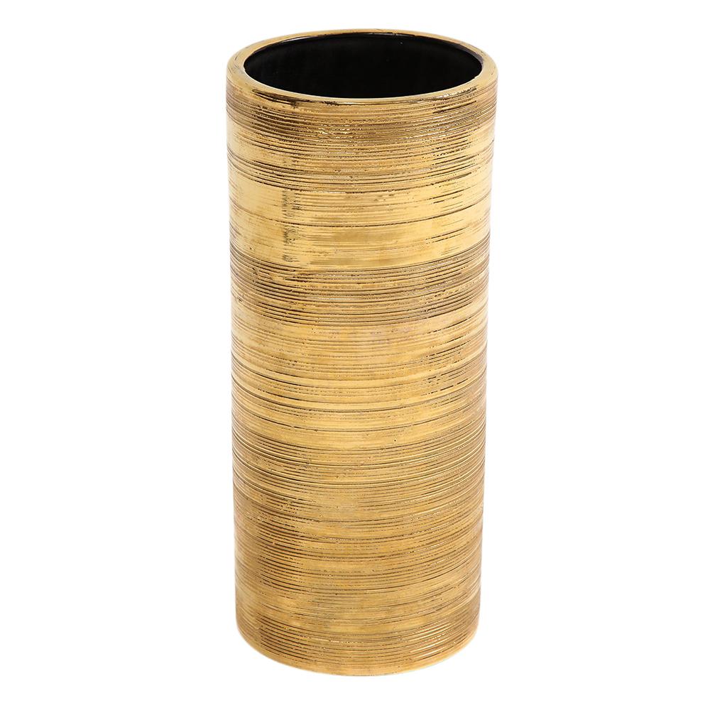 Bitossi Vase, Ceramic, Gold, Brushed Metallic For Sale 5