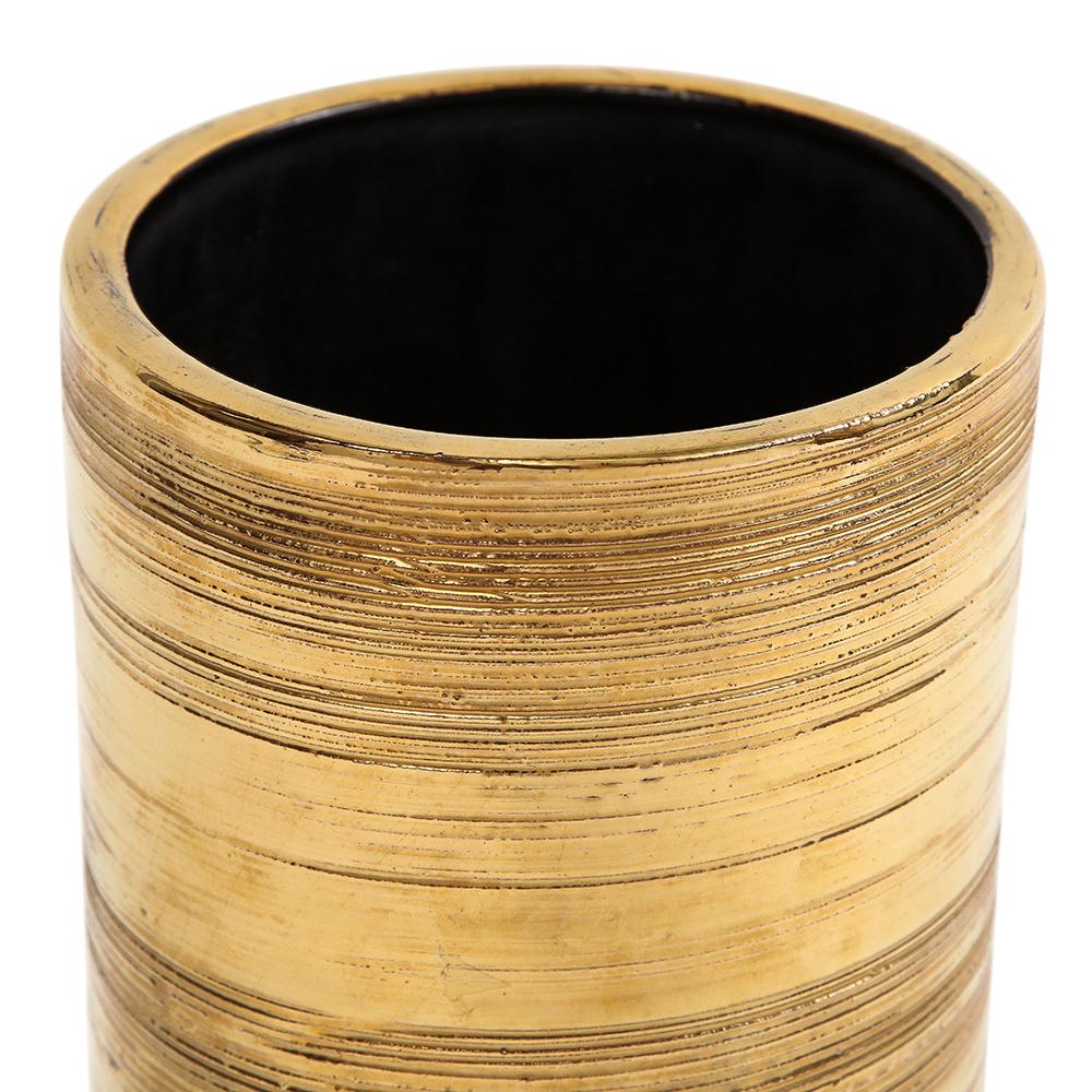 Bitossi Vase, Ceramic, Gold, Brushed Metallic For Sale 6