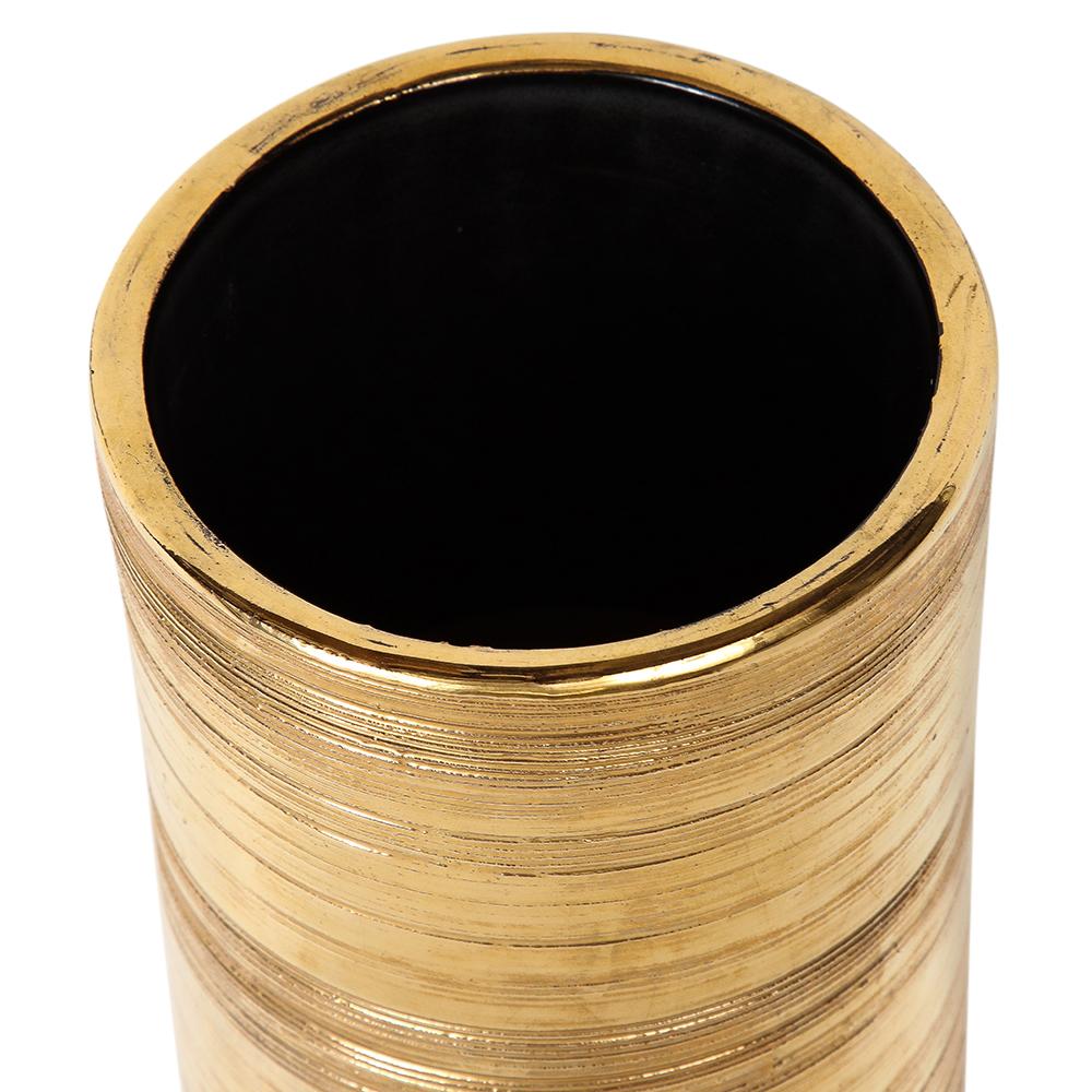 Bitossi Vase, Ceramic, Gold, Brushed Metallic For Sale 7