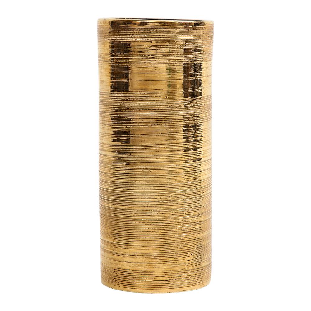 Mid-Century Modern Bitossi Vase, Ceramic, Gold, Brushed Metallic For Sale
