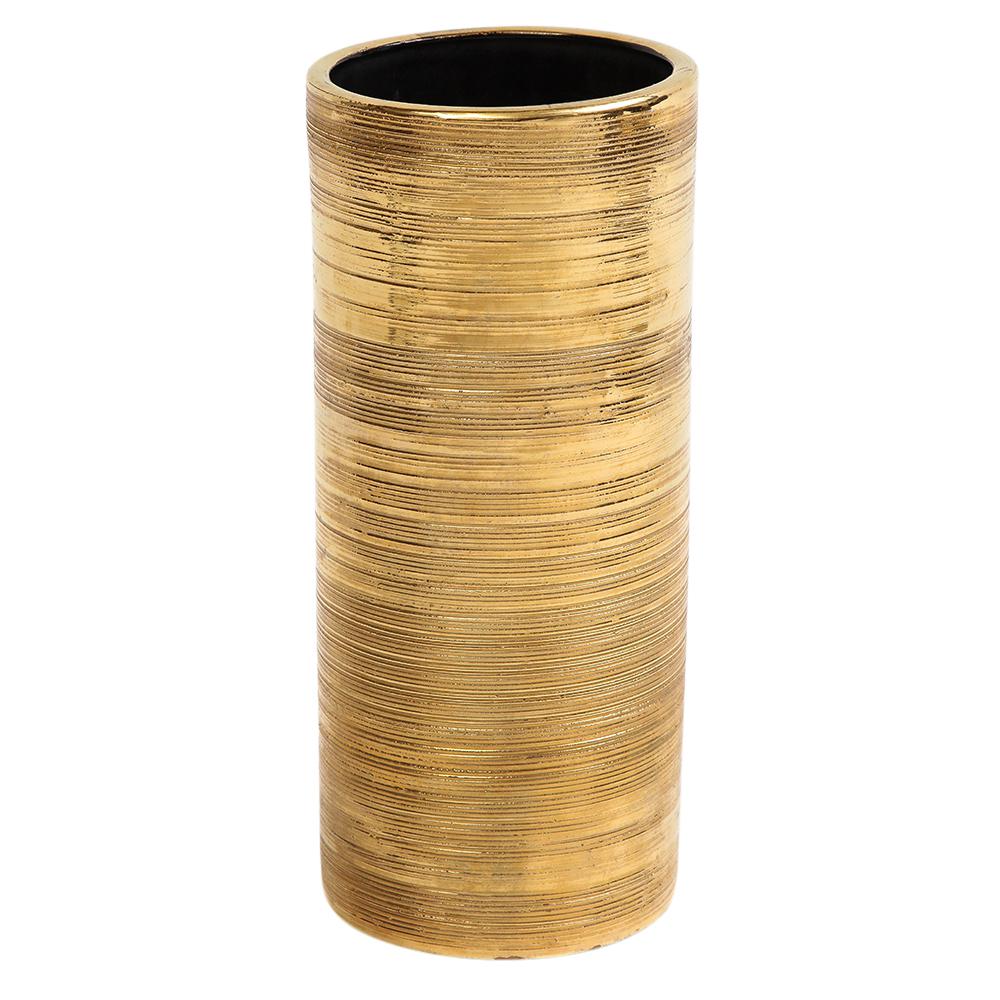 Smaltato Vaso Bitossi, Ceramica, Oro, Metallico spazzolato in vendita
