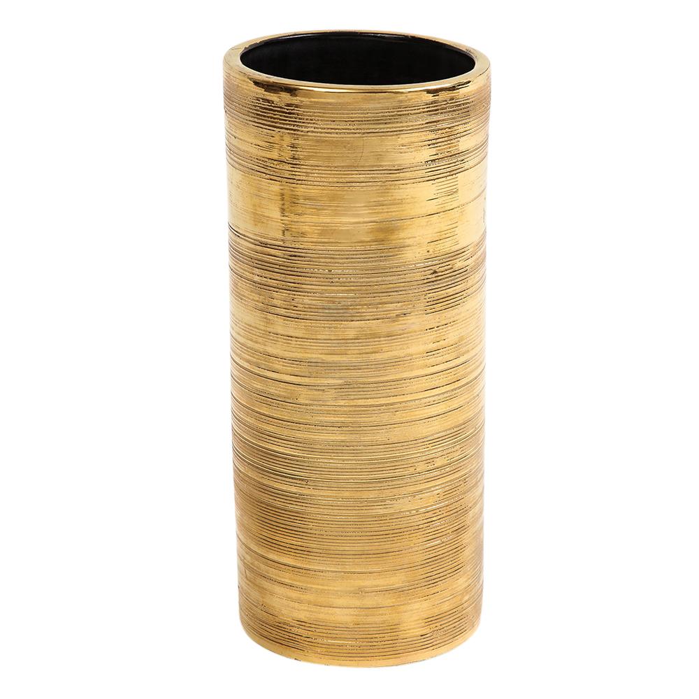 Bitossi Vase, Ceramic, Gold, Brushed Metallic In Good Condition For Sale In New York, NY