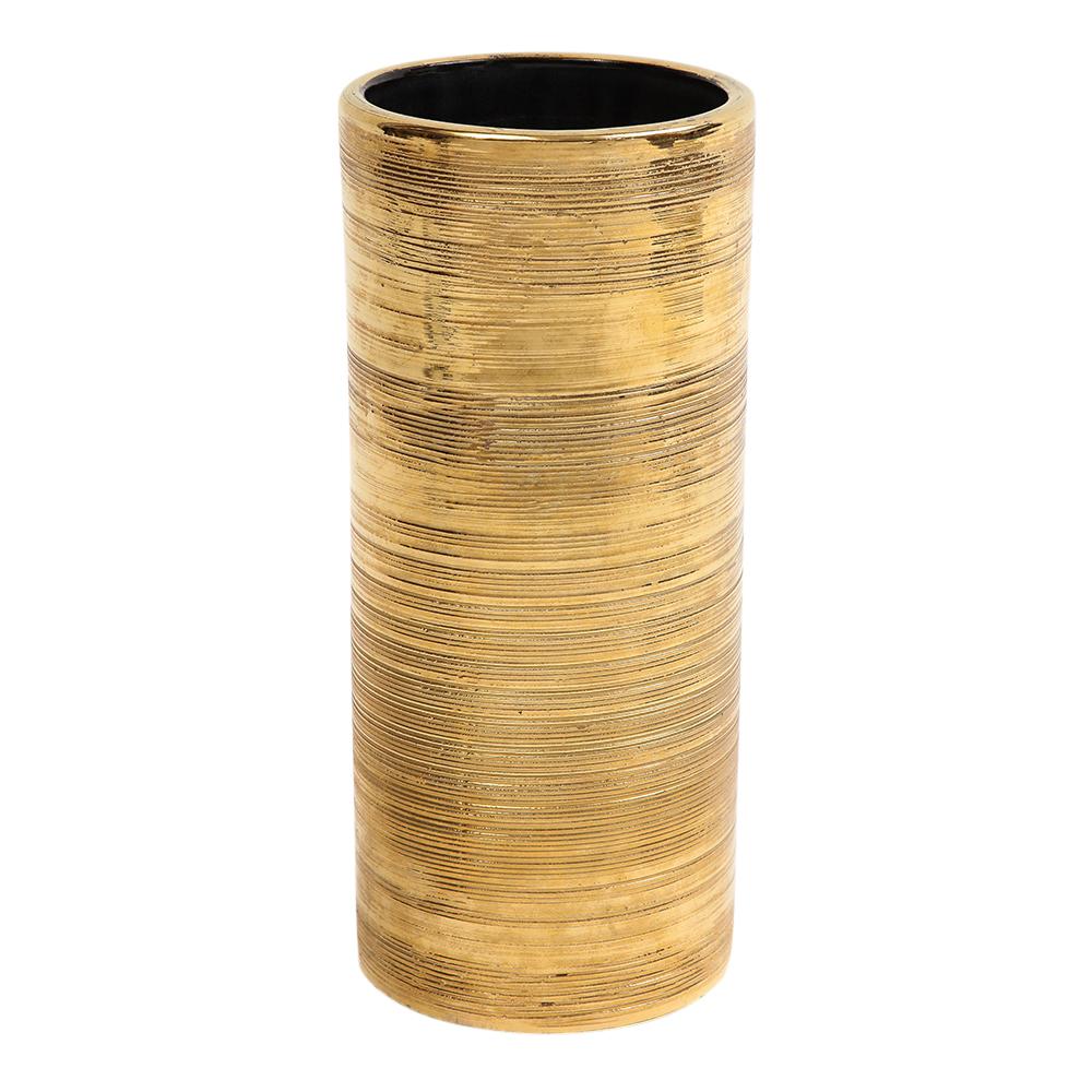 Mid-20th Century Bitossi Vase, Ceramic, Gold, Brushed Metallic For Sale