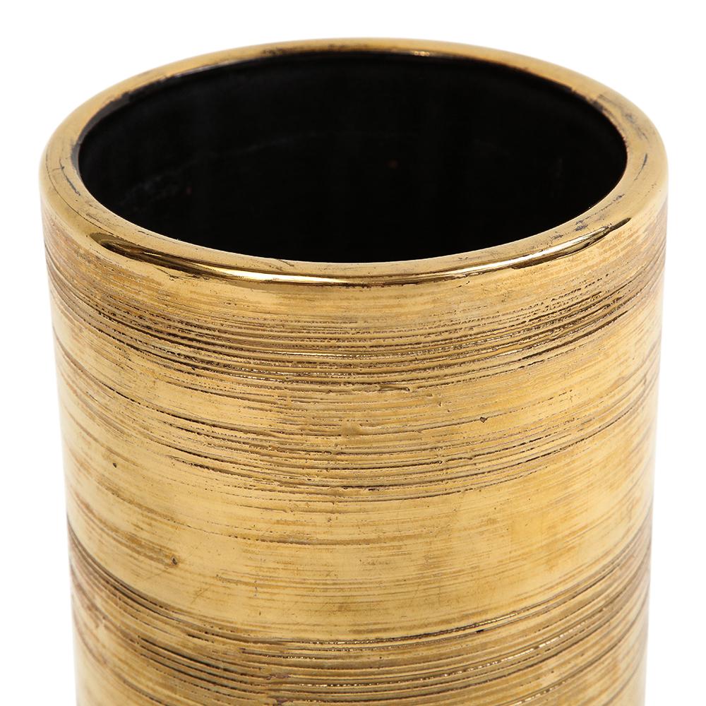 Vase Bitossi, céramique, or, métal brossé en vente 1