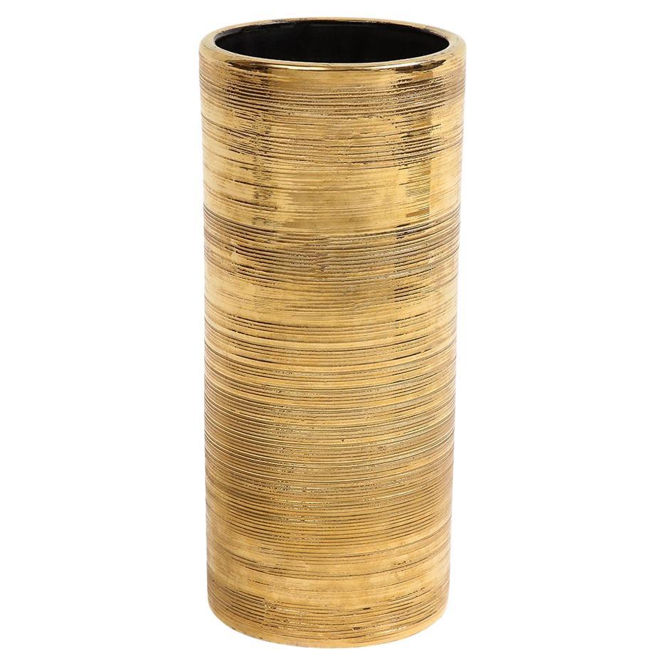 Bitossi Vase, Ceramic, Gold, Brushed Metallic For Sale