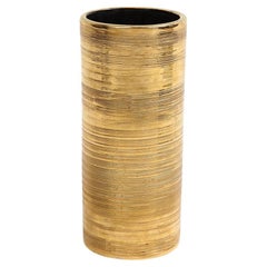 Bitossi Vase, Ceramic, Gold, Brushed Metallic