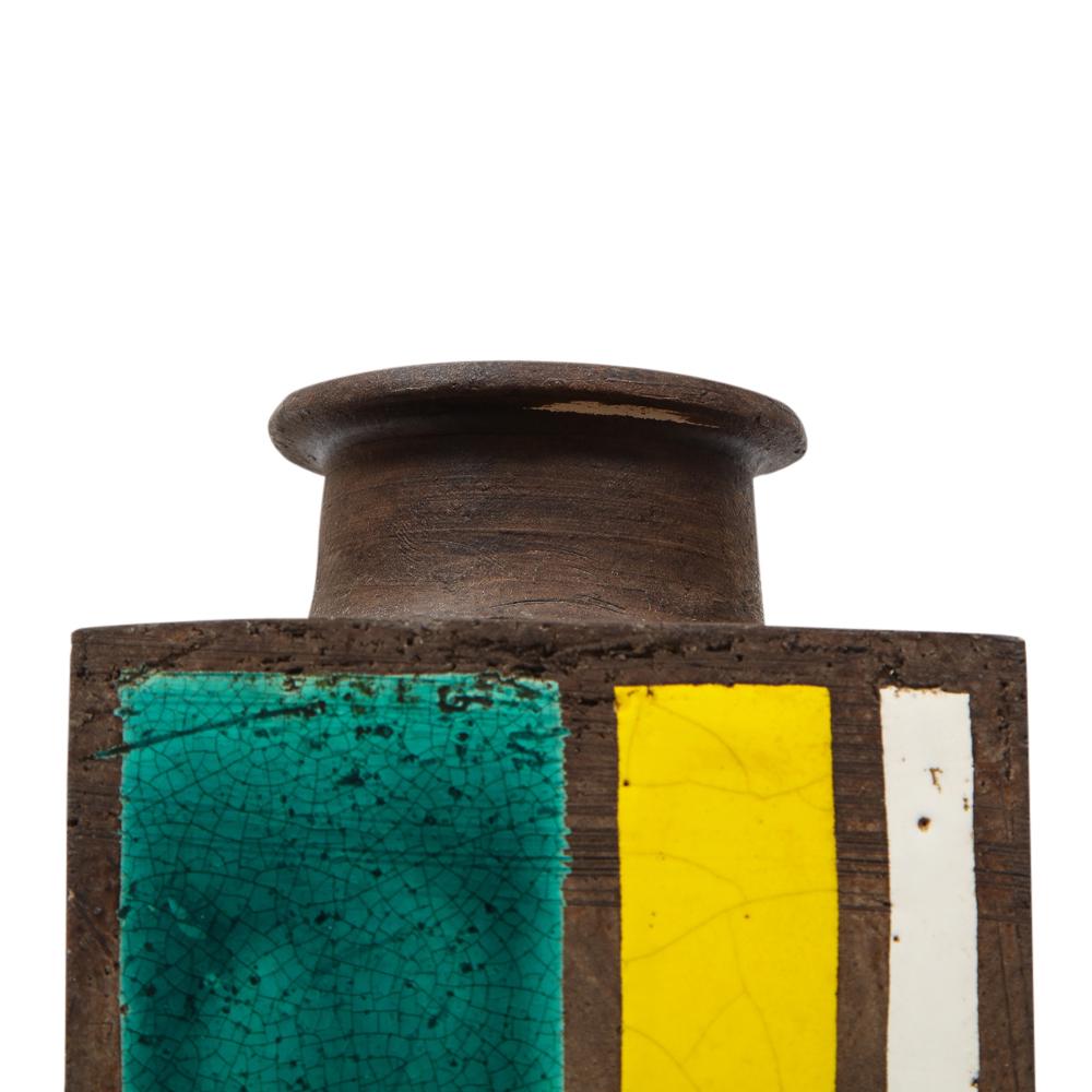 Bitossi Vase, Ceramic, Geometric, Stripes, Green, Yellow, White For Sale 5