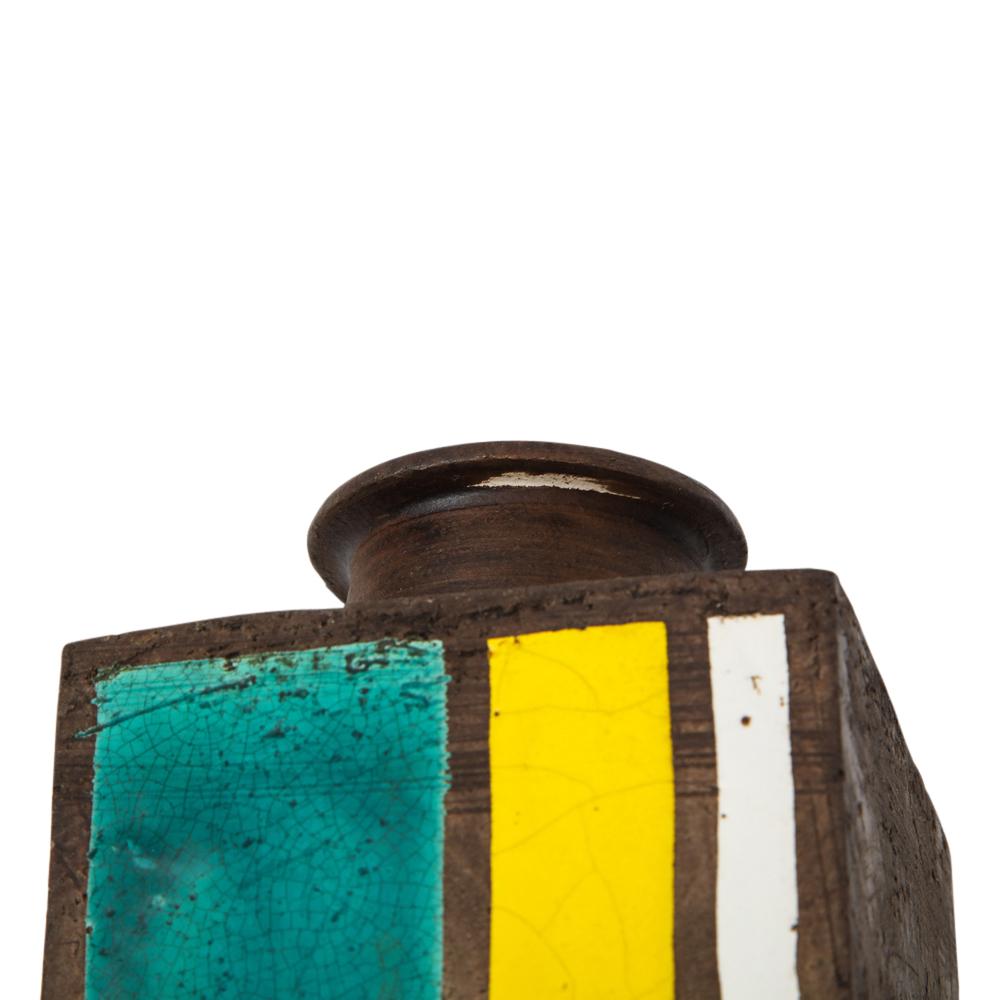 Bitossi Vase, Ceramic, Geometric, Stripes, Green, Yellow, White For Sale 6
