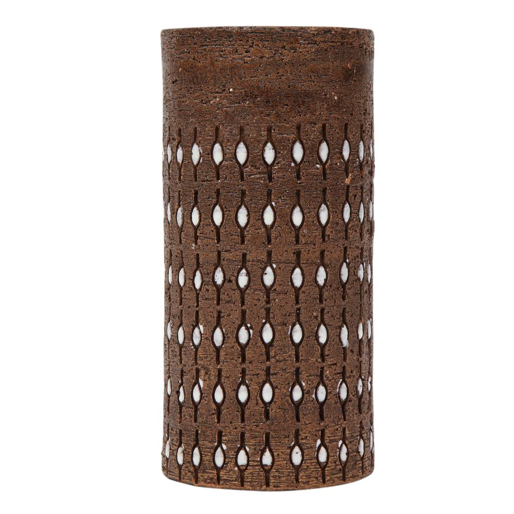 Vase Bitossi en céramique, incisé, marron, blanc, perlé, signé en vente 2