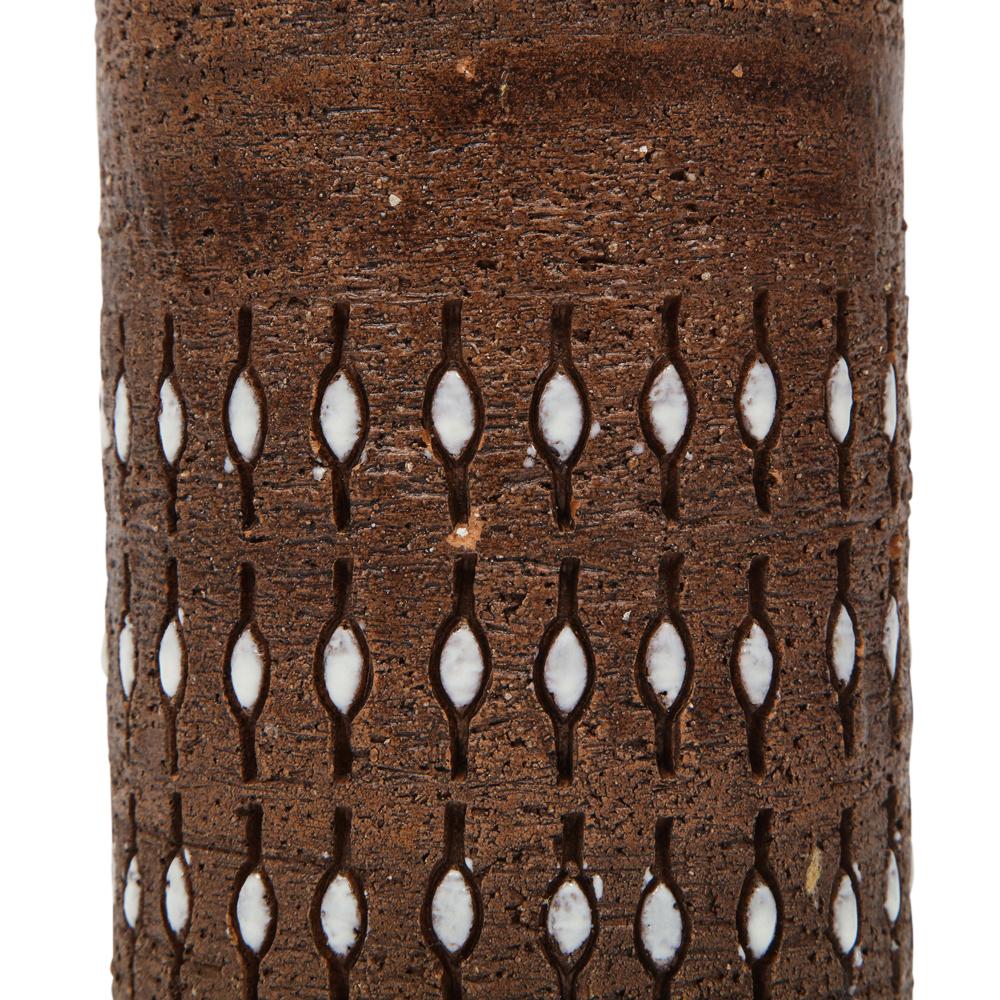 Bitossi Vase, Ceramic, Incised, Brown, White, Beaded, Signed For Sale 8