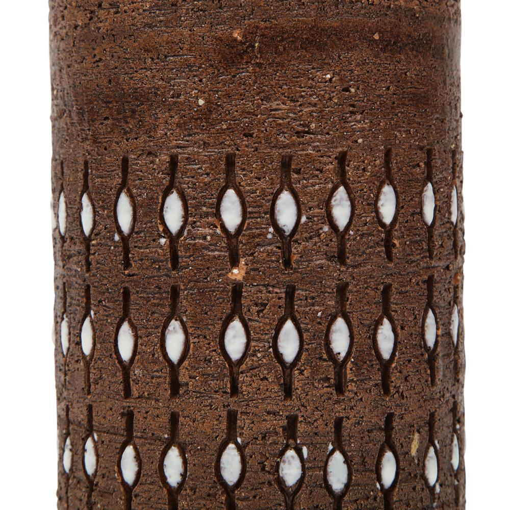 Bitossi-Vase, Keramik, eingeschnitten, braun, weiß, perlenbesetzt, signiert im Angebot 8