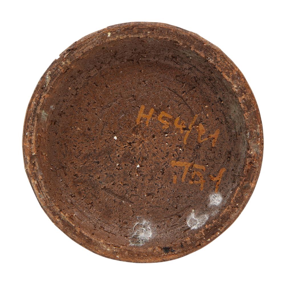 Bitossi-Vase, Keramik, eingeschnitten, braun, weiß, perlenbesetzt, signiert im Angebot 12