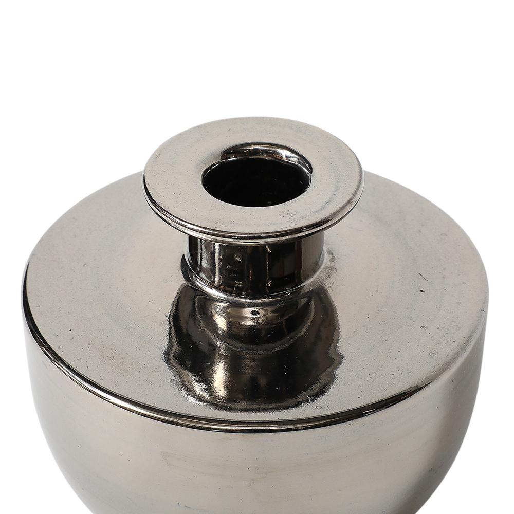 Vaso Bitossi, Ceramica, Argento platino metallico in vendita 4
