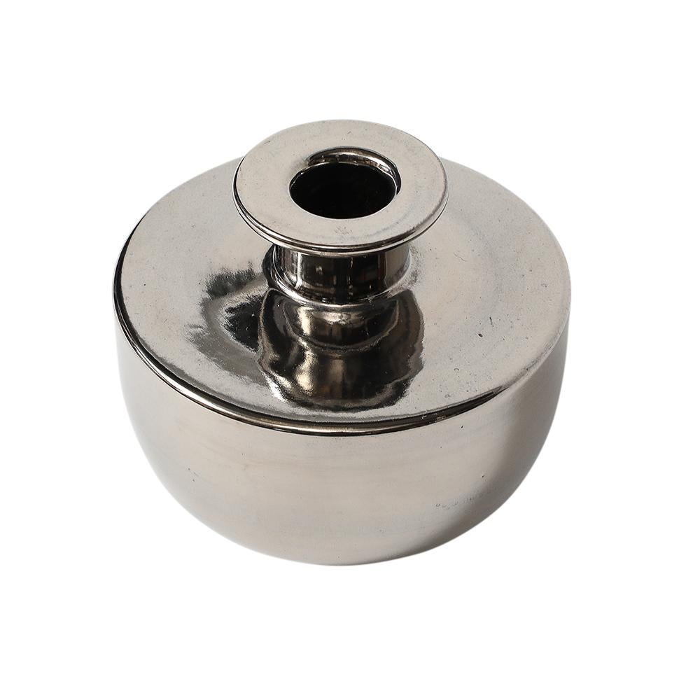 Vaso Bitossi, Ceramica, Argento platino metallico in vendita 5