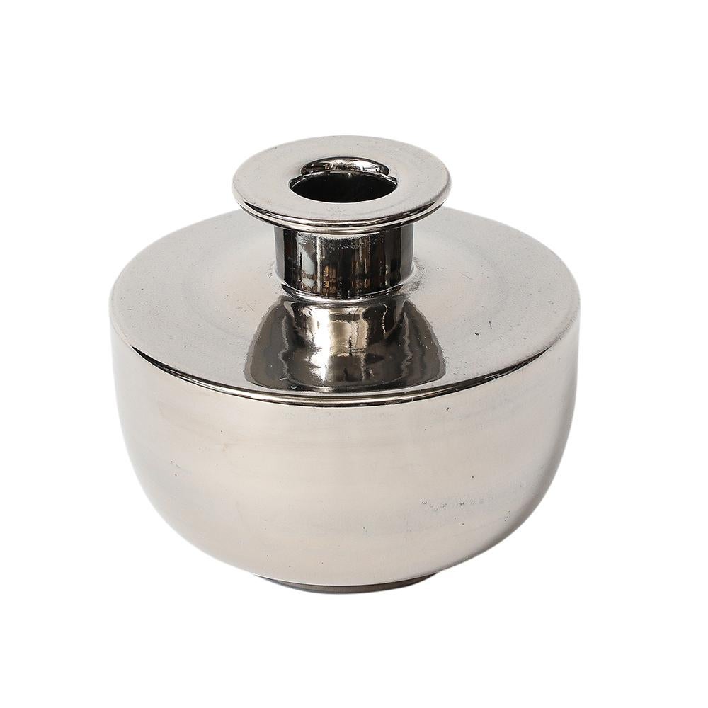 Vaso Bitossi, Ceramica, Argento platino metallico in vendita 6