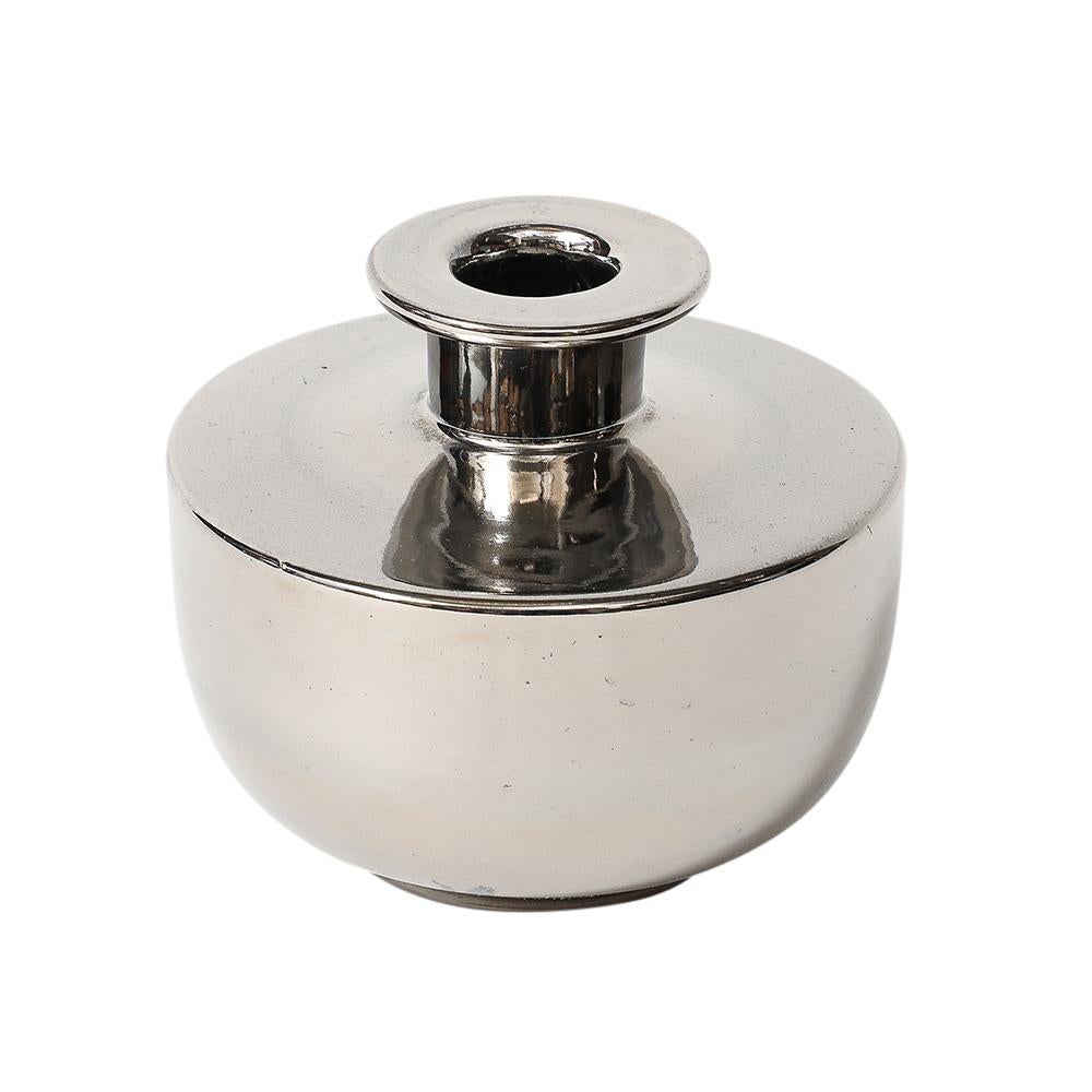 Vaso Bitossi, Ceramica, Argento platino metallico in vendita 8