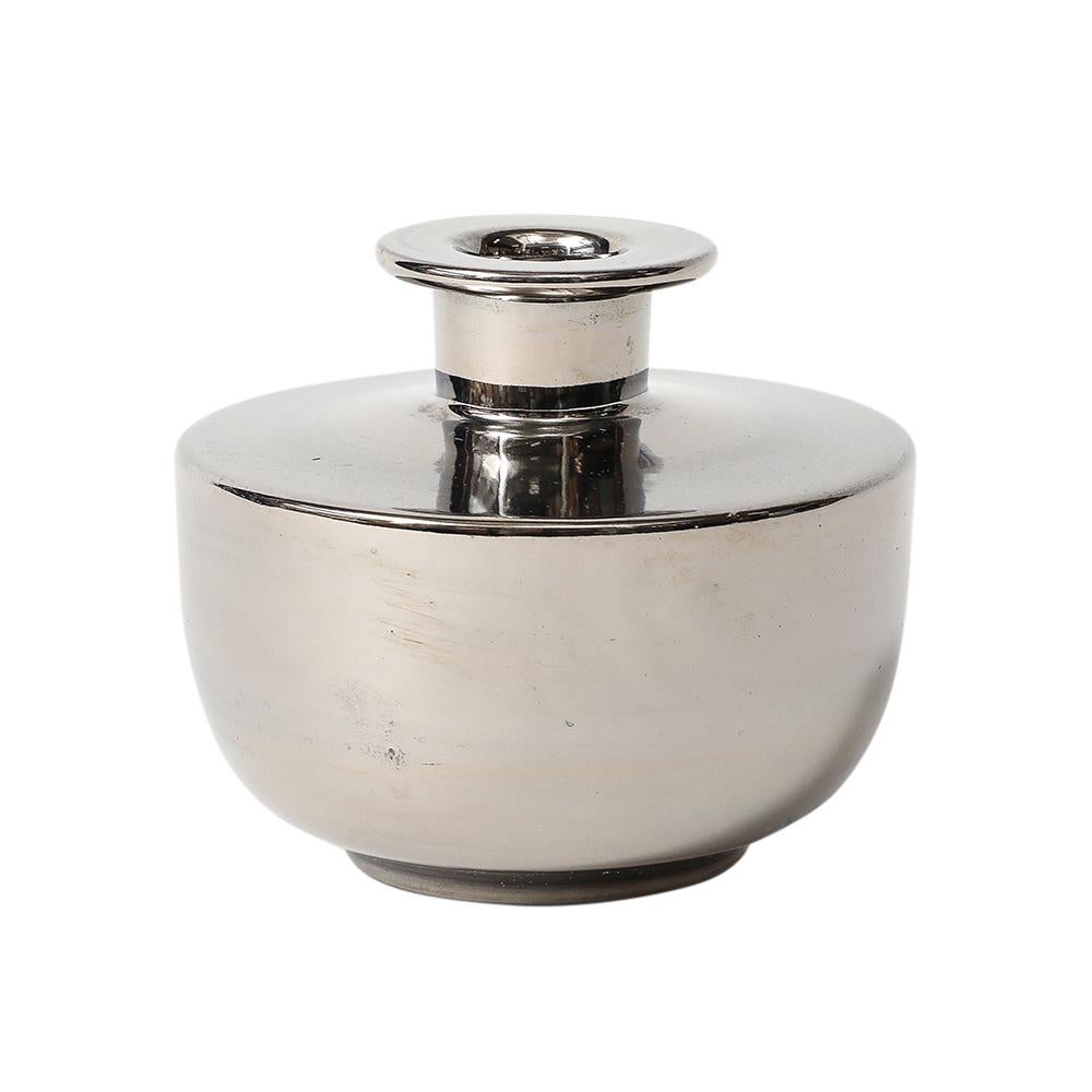 Vaso Bitossi, Ceramica, Argento platino metallico in vendita 9