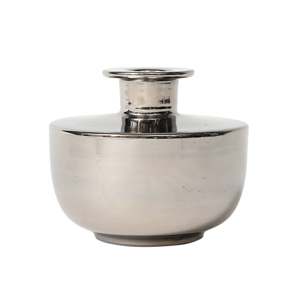 Mid-Century moderno Vaso Bitossi, Ceramica, Argento platino metallico in vendita