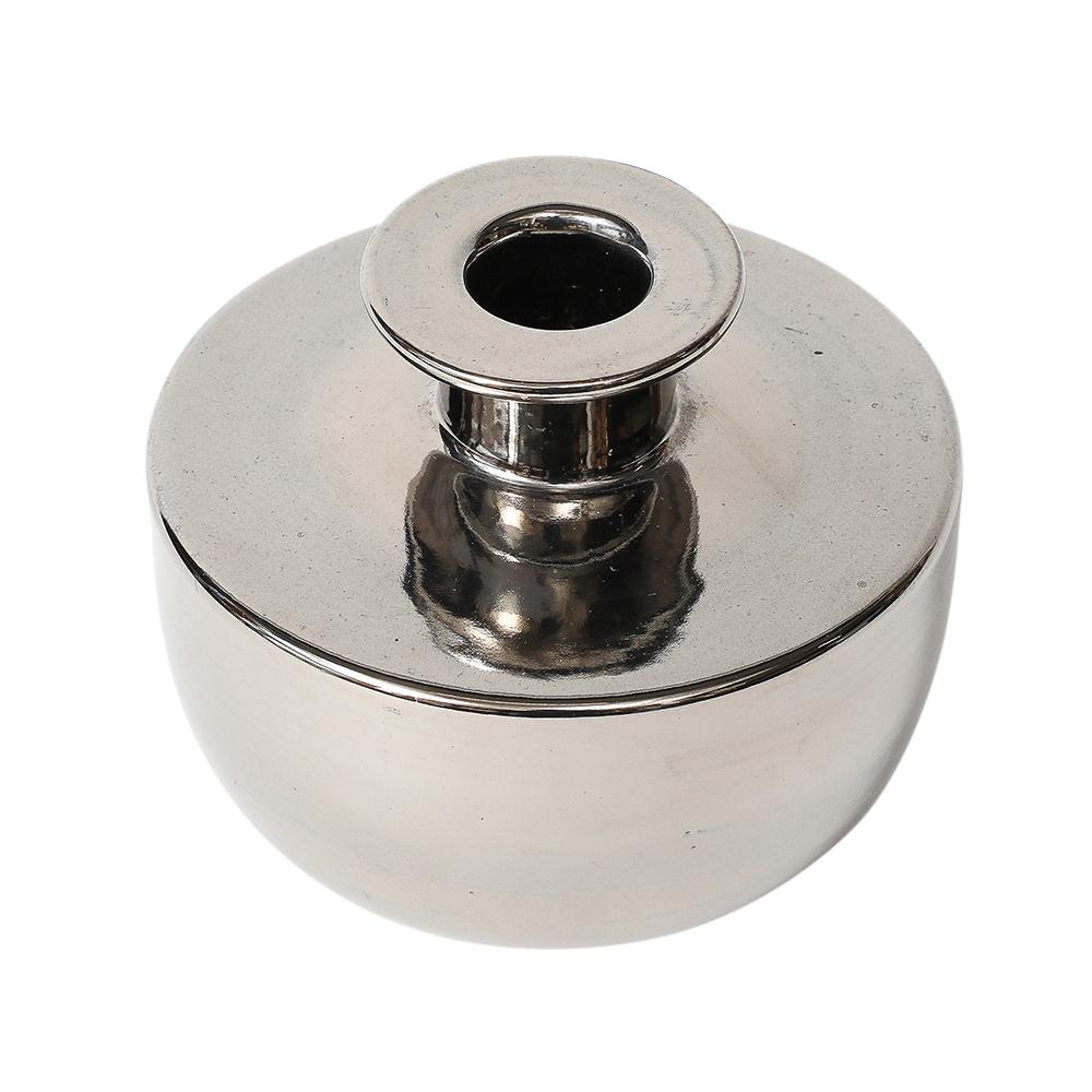 Fine XX secolo Vaso Bitossi, Ceramica, Argento platino metallico in vendita