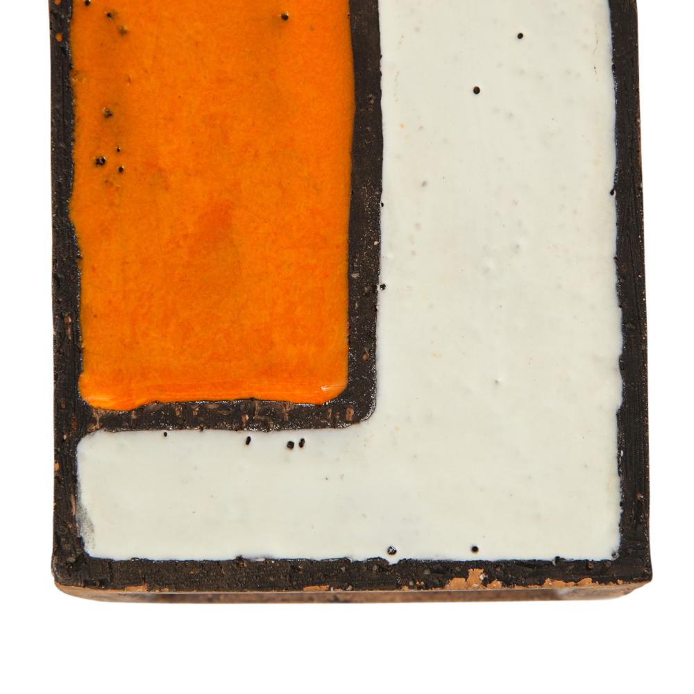 Bitossi Vase, Ceramic, Orange, White and Brown, Mondrian Geometric, Signed 3