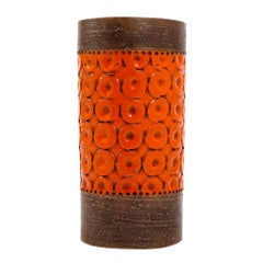 Bitossi Vase, Ceramic, Orange and Brown, Signed