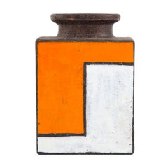 Bitossi Vase:: Keramik:: Orange und Weiß Mondrian