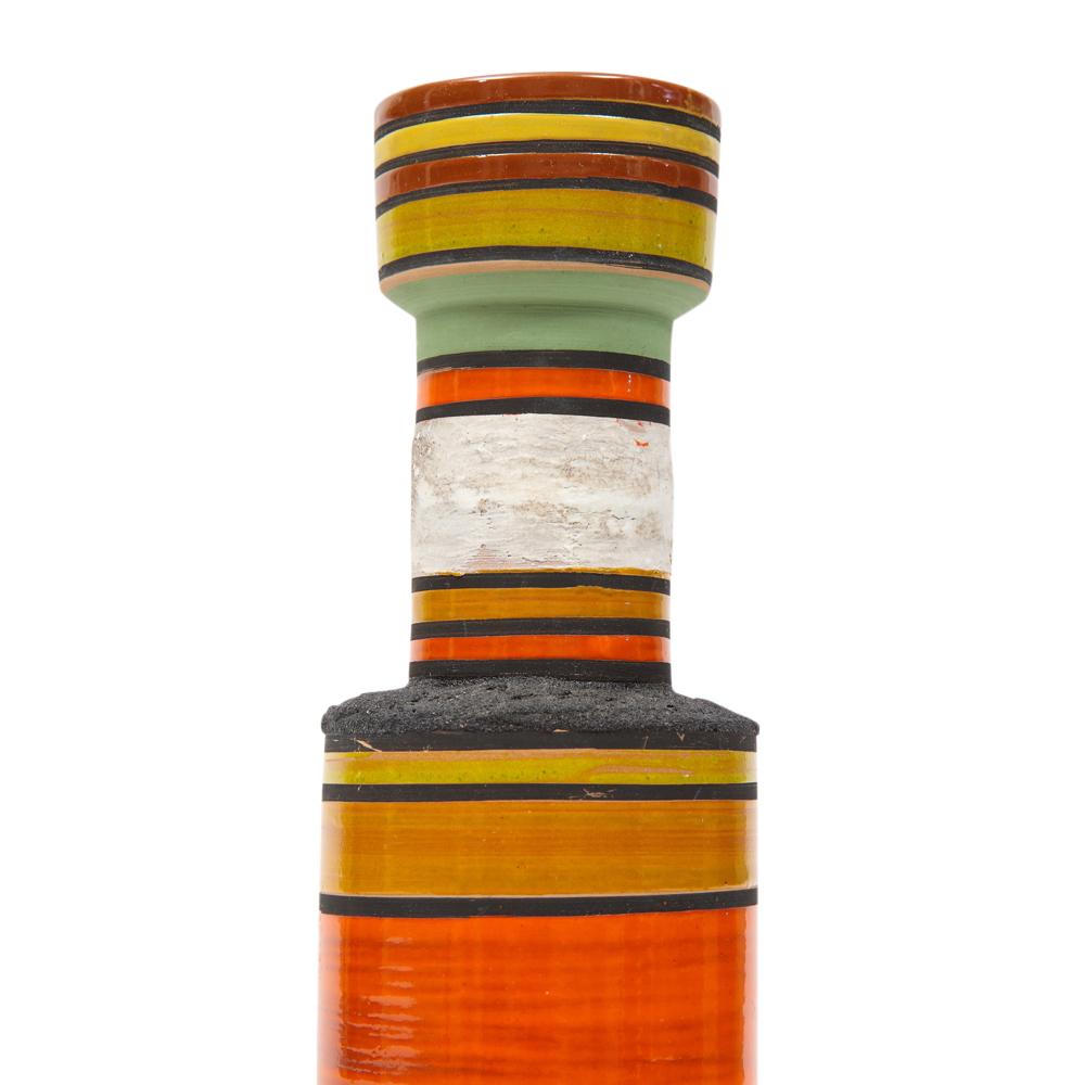 Bitossi Vase, Ceramic, Stripes, Orange, Yellow, White, Signed In Good Condition In New York, NY