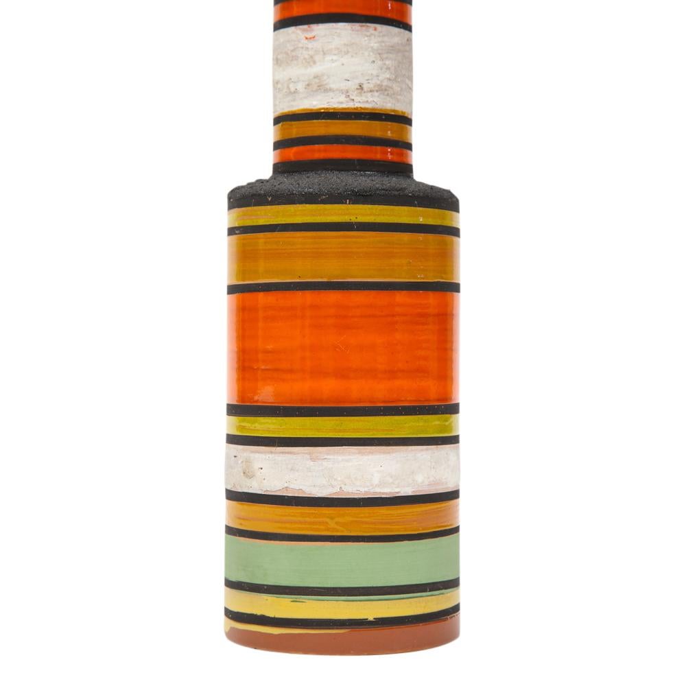 Bitossi Vase, Ceramic, Stripes, Orange, Yellow, White, Signed 2