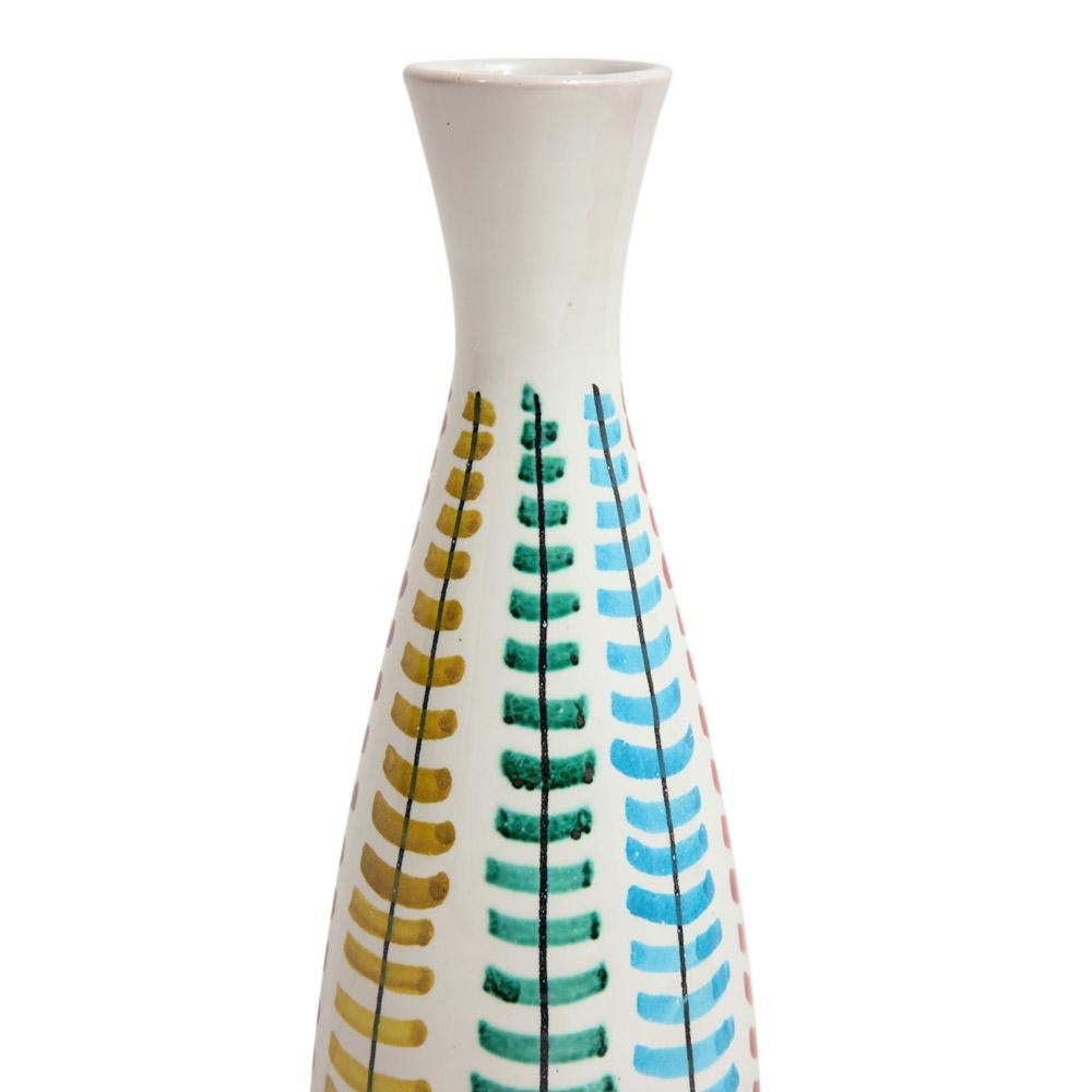 Glazed Bitossi Vase, Ceramic, Red, Green, Blue, Yellow, Signed For Sale