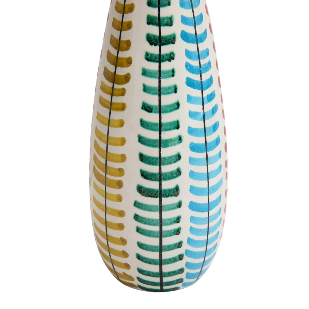 Bitossi Vase, Ceramic, Red, Green, Blue, Yellow, Signed In Good Condition For Sale In New York, NY