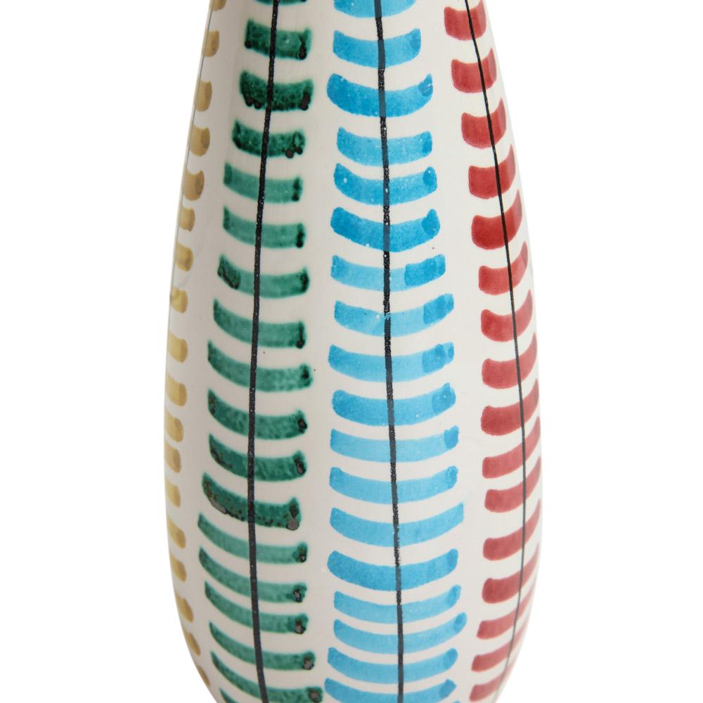 Late 20th Century Bitossi Vase, Ceramic, Red, Green, Blue, Yellow, Signed For Sale