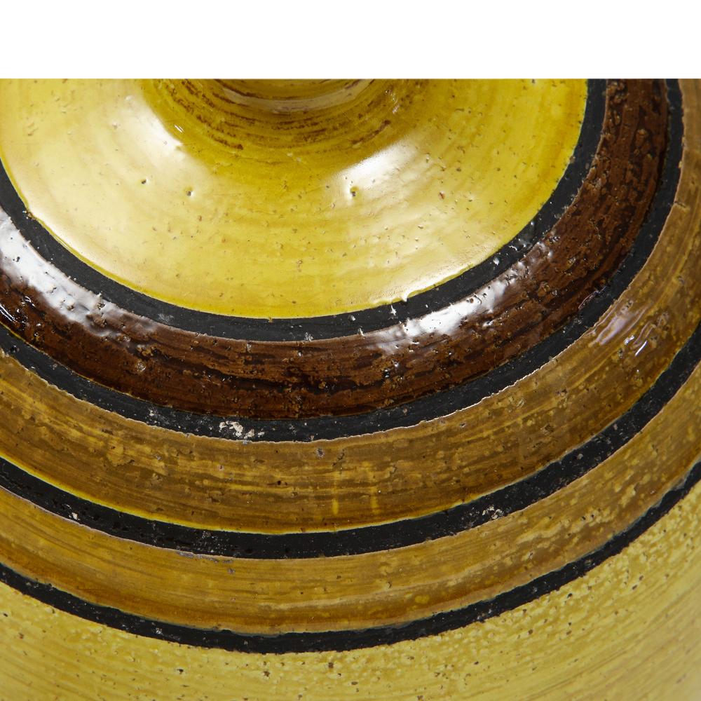 Bitossi-Vase, Keramik, Chartreuse, Grün, Erdtöne, Streifen, signiert im Angebot 4