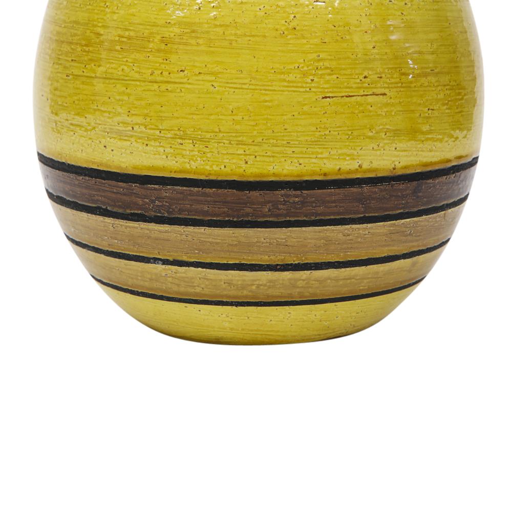 Bitossi-Vase, Keramik, Chartreuse, Grün, Erdtöne, Streifen, signiert im Angebot 6