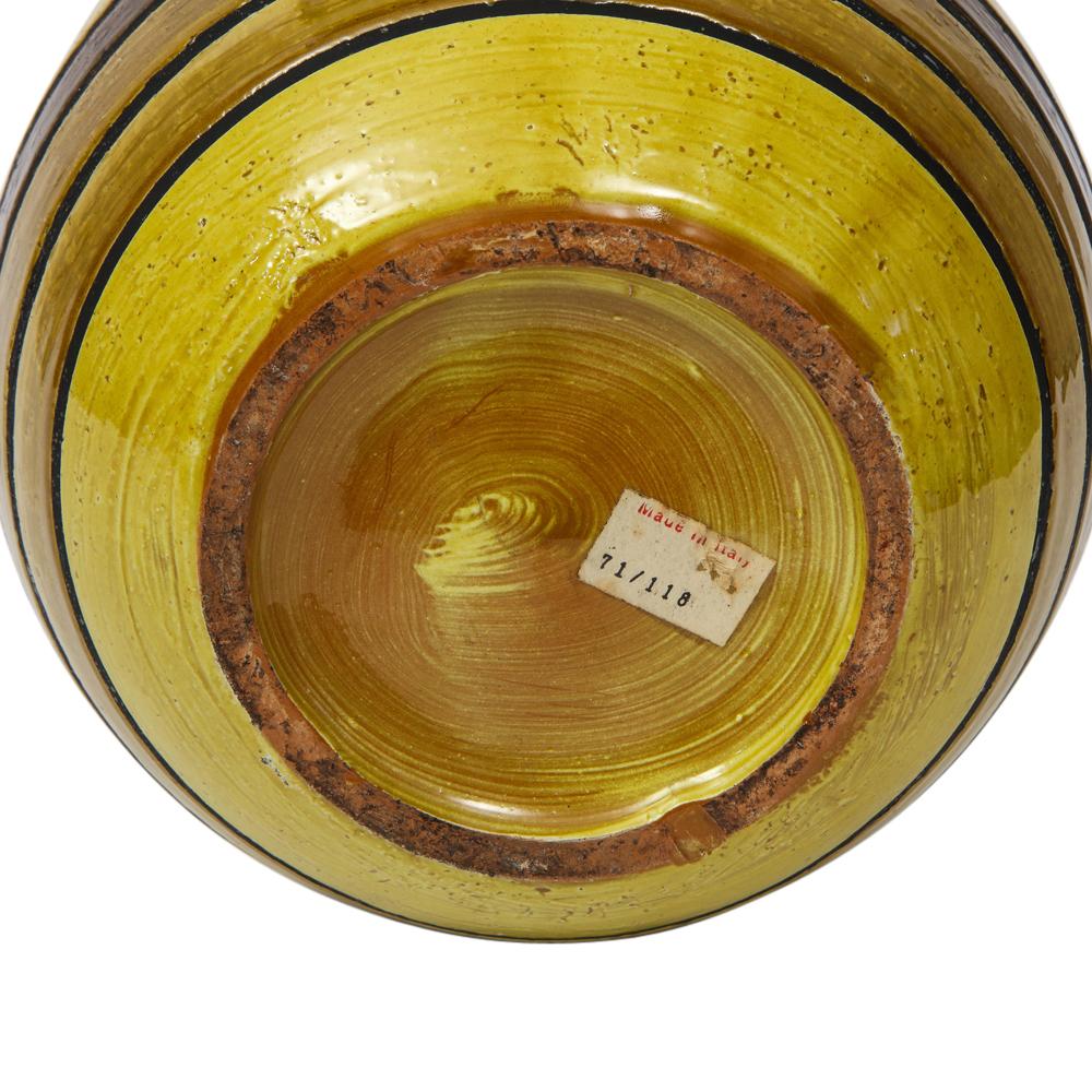 Bitossi Vase, Ceramic, Chartreuse, Green, Earth Tones, Stripes, Signed For Sale 7