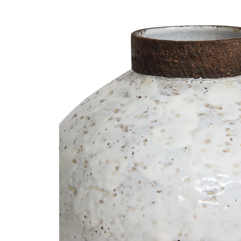 Bitossi for Raymor Vase, Ceramic, White and Brown, Signed 2
