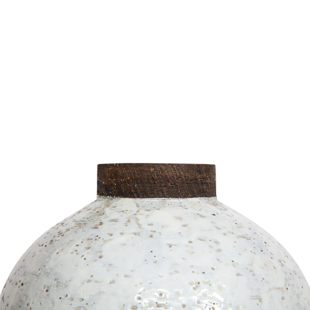 Bitossi for Raymor Vase, Ceramic, White and Brown, Signed 3