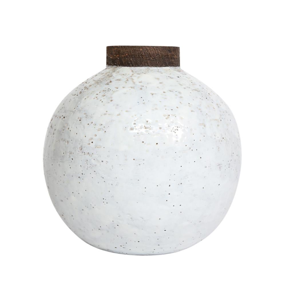 Mid-Century Modern Bitossi for Raymor Vase, Ceramic, White and Brown, Signed