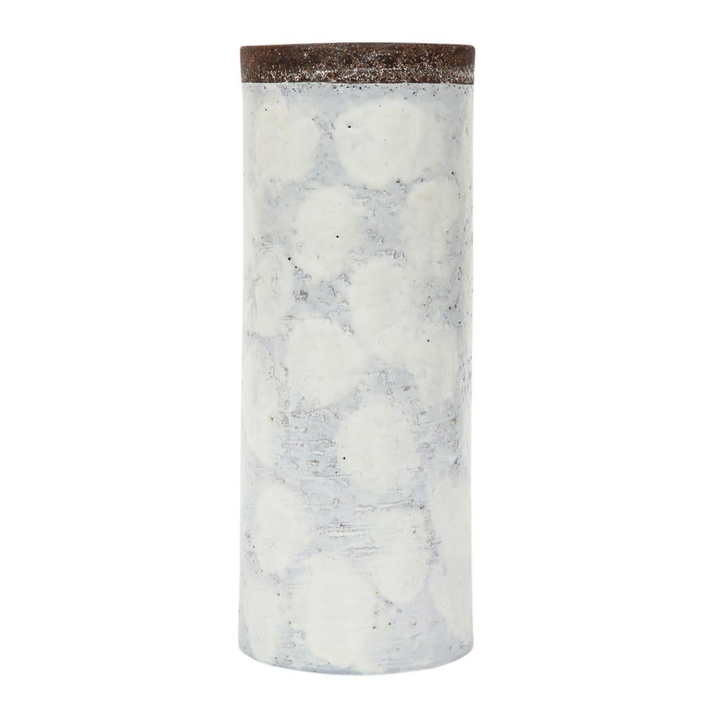 Glazed Bitossi Vase, Ceramic, White and Brown, Signed For Sale