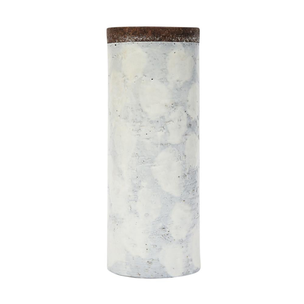 Mid-20th Century Bitossi Vase, Ceramic, White and Brown, Signed For Sale