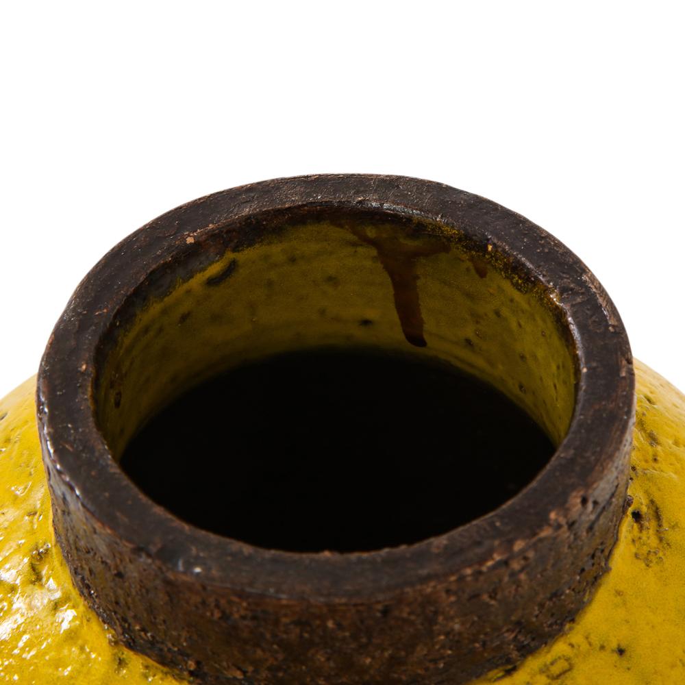 Bitossi Vase, Ceramic, Yellow and Brown, Signed 4