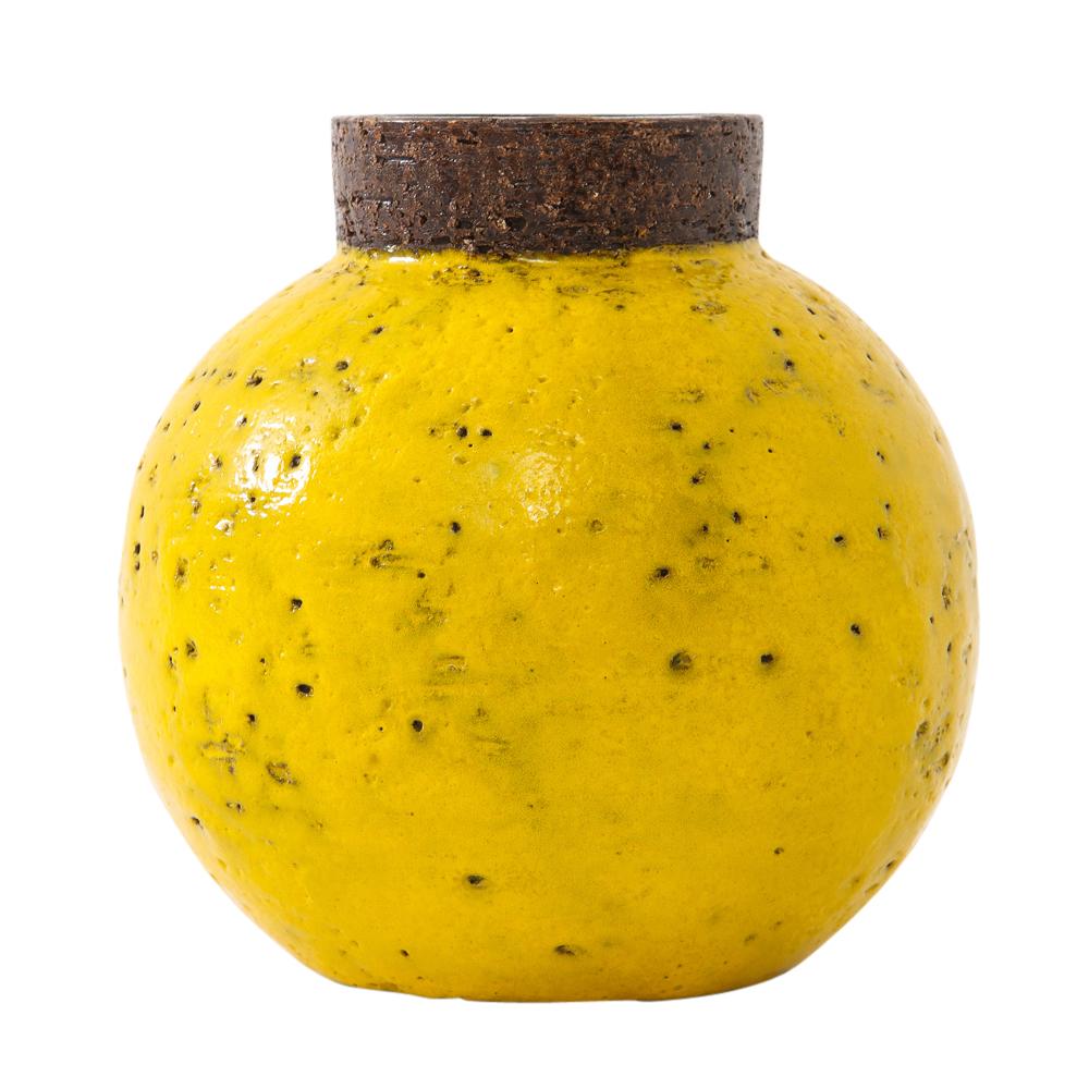 Mid-Century Modern Bitossi Vase, Ceramic, Yellow and Brown, Signed